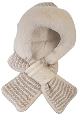 ISAKEN Damen Wintermütze Schal Set Eleganter Schlupfmütze Winddicht Schalmütze Fleece Gefüttert Wintermütze Warm Strickmütze Winter Herbst Gesichtshaube Strickmütze für Frauen Damen