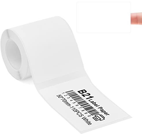 Etikettendrucker-Band Kompatibel für NIIMBOT B21/B1/B3S, Barcode Adresse Etikettendrucker Papier Weiß Wasserdicht Anti-Öl Kratzfest Aufkleber 50x70mm 110 Etiketten
