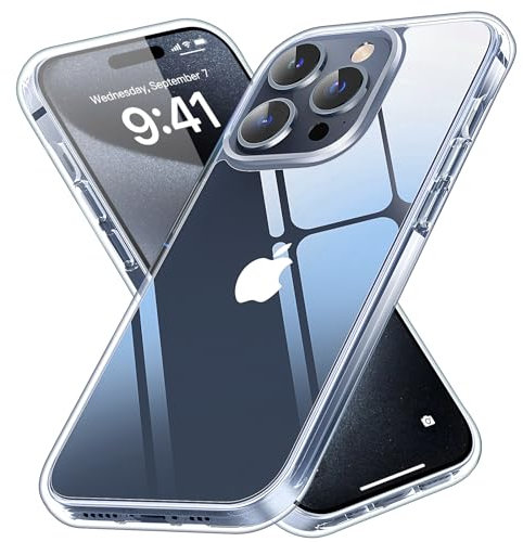 Vimiki Clear Designed for iPhone 15 Pro Max Case, [Never Yellow] [Shockproof Mil-grade Protection] Protective Bumper Hard PC Phone Cases, Thin Slim Fit Cover, Clear
