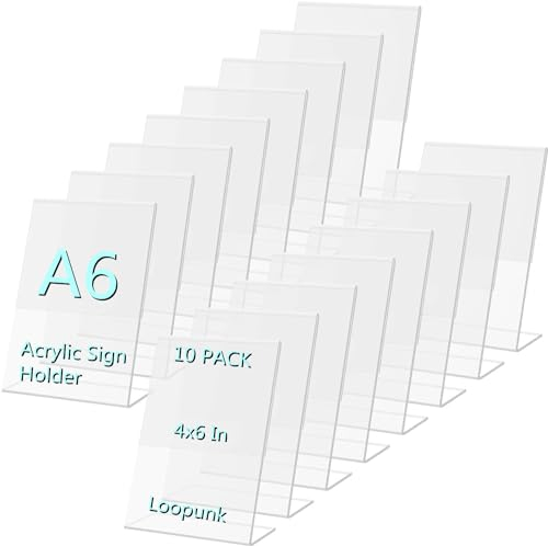 Lot de 10 supports en acrylique A6 pour menu, affiche, menu, affiche, bureau, magasin, restaurant