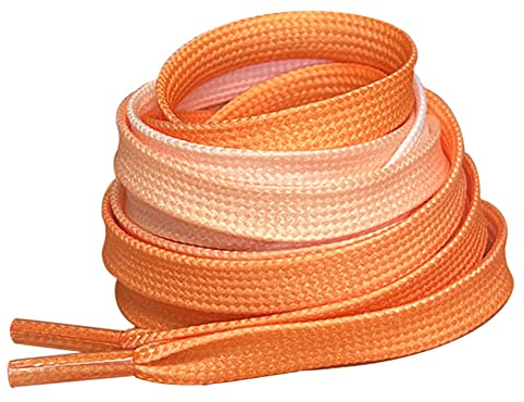 Mehrfarbige Schnürsenkel in Ombré-Farben, Regenbogenfarben, flache Schnürsenkel für Turnschuhe, Skateschuhe, Hi-Tops, Schuhe, Stiefel, Schnürsenkel sind 10 mm breit (120 cm), Orange, Einheitsgröße