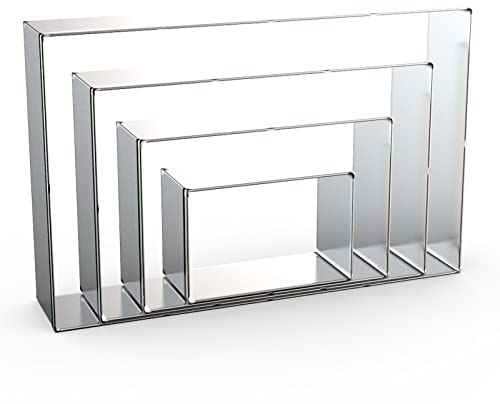 Rectangle Cookie Cutter Set Large - 5 Inch, 4 Inch, 3 Inch, 2 Inch - Geometric Frame Plaque Cookie Cutters Shapes Biscuit Molds - Stainless Steel