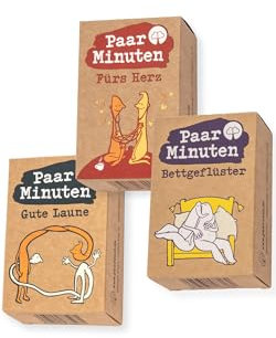 PaarMinuten Dreierpack – 3 Spiele mit je 53 spielerischen Gesprächsimpulsen für Paare – tolles Valentinstagsgeschenk, spannende Paarspiele mit kreativen Fragen für zwischendurch ... (E) Dreierpack