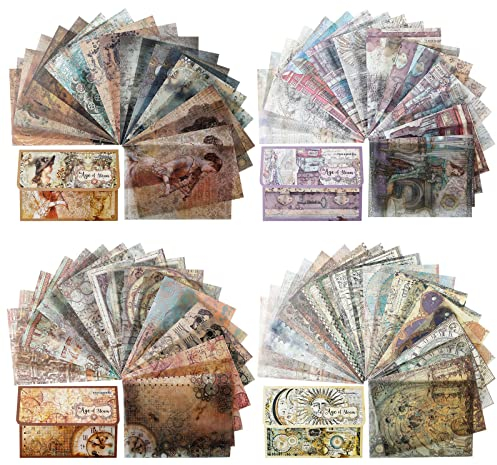 80 Blatt Vintage Scrapbooking Papier, Infeelme Scrapbook Zubehör Bastelpapier Journaling Papier Supplies für Scrapbooking, Reisetagebuch, Album
