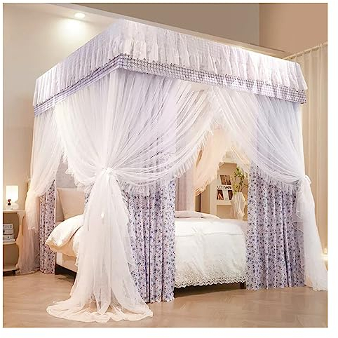 Betthimmel Schlafzimmer Dekoration Bett Baldachin, 360° Schützender Doppelbettvorhang, Dichte Und Verdickte Bettvorhänge Für 1.2m/1.5m/1.8m/2m Betten, Mit Montagebügel (Color : Style2, Size : 120x20