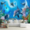 Fototapete - Wandkunst Tapete - Unterwasserwelt Aquarium Delphin - Abnehmbare, Selbstklebende Wandbilder, Kunst-Aufkleber, 3D-Wandaufkleber, 3D-Wandbild, Poster, Bild, 200 (Breite) x 150 (Höhe) cm