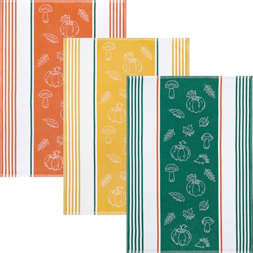 Kracht Geschirrtuch Herbstlich 3er-Pack Halbleinen orange/gelb/grün Größe 50x70 cm