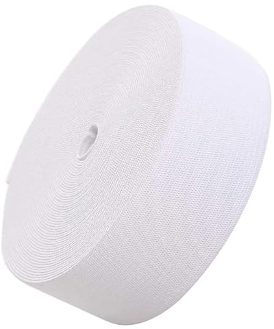 LABUYI 1 Rouleau Elastique Couture,Ruban Elastique,Bande Elastique Couture,Elastique Vetement Couture 50mm,pour Vêtements,Pantalons,Chapeaux,Gants,Chaussettes,Longueur 5M (Blanc)