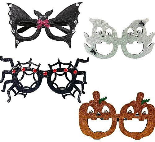 EULAPGOE 4 x Halloween-Papierbrillen, lustige Halloween-Brille, Papier-Party, dekorative Brille, Kürbis, gruselige Spinne, Fledermaus, Cosplay, Halloween-Party-Dekorationen, Gastgeschenk für Kinder