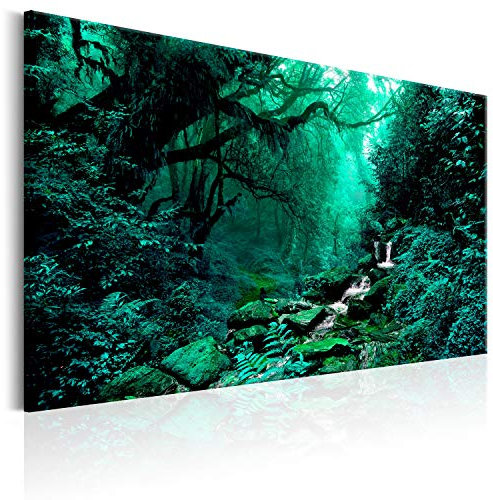 murando Akustikbild Wald Bach Bilder Akustikschaum Hochleistungsschallabsorber Schallschutz Leinwand 1 tlg Wandbild Raumakustik Schalldämmung Natur Landschaft Bäume grün