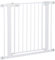 PawHut Barrera de Seguridad de Perros Extensible para Escaleras y Puertas 76-97 cm con 2 Extensiones de 7 cm Cierre Automático y Marco Metálico Altura 76 cm Blanco