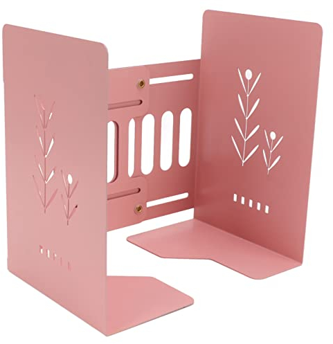 BestAlice Verstellbare Buchstützen für Regale, Metall-Buchstützen für Schwere Bücher, Erweiterbare Buchstütze, Schreibtisch-Buchstützenunterstützung, Rosa Dekorative Buchstützen, Buchstopper für Zuhau