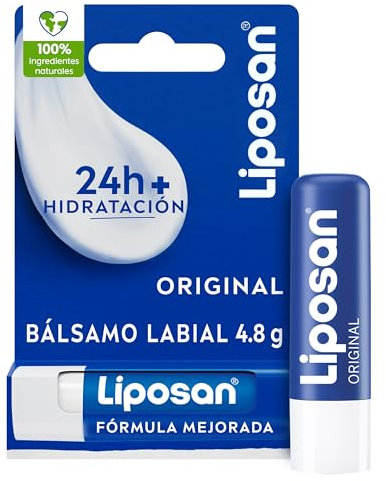 Liposan Original (1 x 4,8 g), bálsamo labial de cuidado intensivo, cacao de labios de textura ligera, bálsamo hidratante para unos labios suaves y tersos