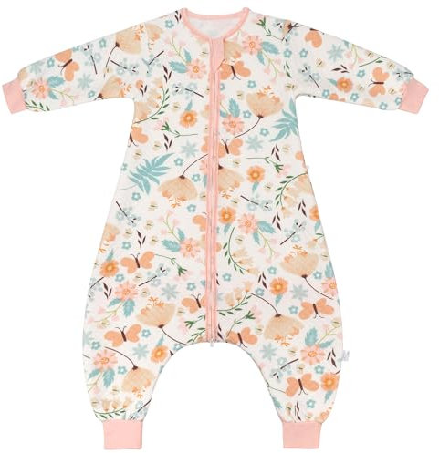 LilBestie Toddler Sleeping Bag, 1.5 TOG Cotton Sleeping Bag with Arms and Feet - All Seasons (Butterfly, 3-4 Years)