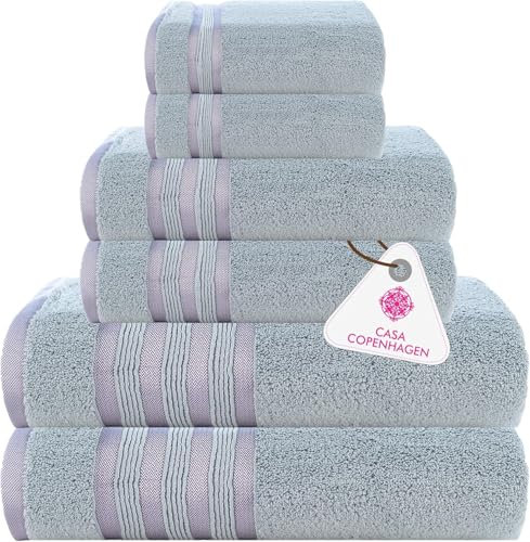 Casa Copenhagen Zero Twist, 6-teiliges Handtuchset aus 100% Baumwolle- Grauviolett, 600 g/m², 2Bade, 2Hand und 2Waschlappen aus ägyptischer Baumwolle, ultraweiche Luxushandtücher für Badezimmer