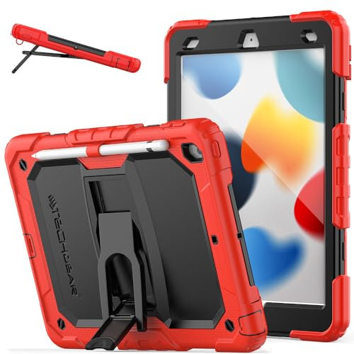 TECHGEAR ArmourSHIELD Funda para Apple iPad 10.2 2021/2020/2019 [9.ª/8.ª/7.ª generación] Funda Resistente a Prueba de Golpes de Cuerpo Completo con Soporte Plegable, Protector de Pantalla y portaláp