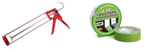 ProDec MG11ES Extra Strong Skeleton Caulking Gun, Sealants, Silicones, Adhesives & Frog Tape Green Multi Surface Painters Masking Tape, Indoor Painting and Decorating