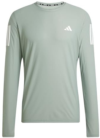 adidas Men's Own The Run Long Sleeve Tee, Silver Green, XS