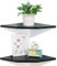 DUICIRX Corner Wall Shelves Set of 2, Rustic Wood Corner Floating Shelves with Cable Raceway, Wall Mount Storage Display for TV Accessories, Baby Monitor, Speaker, Cable Box (Black, Diamond- 10 Inch)