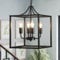 Qcyuui Lampara Colgante Negra de Metal Industrial 4 Luces, Lámpara Colgante de Techo de Granja, Accesorio de Iluminación Colgante de Isla de Cocina Rústica Para Vestíbulo, Pasillo, Comedor