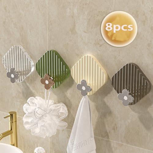 OFGAOO Garderobenständer Wandhalterung Wandhaken 8 Stück Selbstklebende Haken, Zauberklebehaken Handtuchhaken Bad Klebehaken