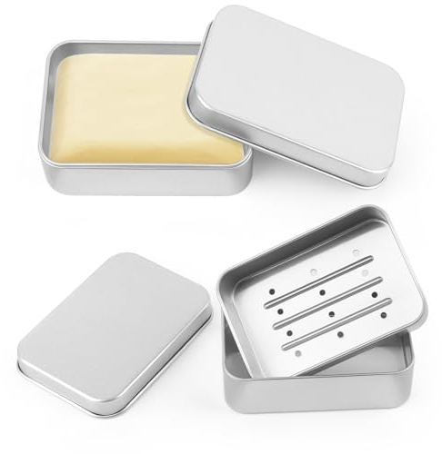 2 Piezas Jabonera de Aluminio, Jabonera con Rejilla de Goteo Extraíble, Jaboneras de Viaje con Tapa, Caja de Jabón de Viaje Sólida, Caja de Jabón Impermeable Portátil, para el Hogar y el Viaje