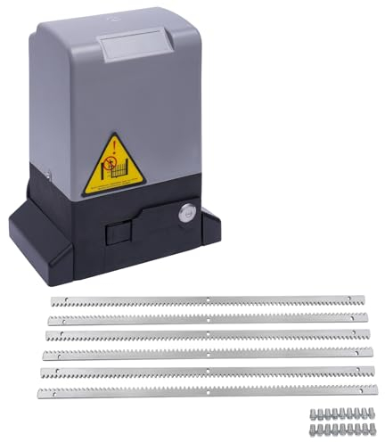 BJTDLLX 550W 220V Schiebetorantrieb Torantrieb Toröffner Schiebetoröffner Komplettset Elektrischer Hoftorantrieb Garagentorantrieb mit 2 Fernbedienung und 6m Zahnstangen bis 1200 kg