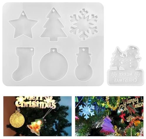 DTYGUIXE Weihnachten Resin Silikonform, 2 Stück Weihnachten Harz Gießform-7 Muster Epoxidharz Formen Schneeflocken Silikonform Weihnachten Anhänger Epoxidharz Form für Ornamente DIY Basteln Zubehör