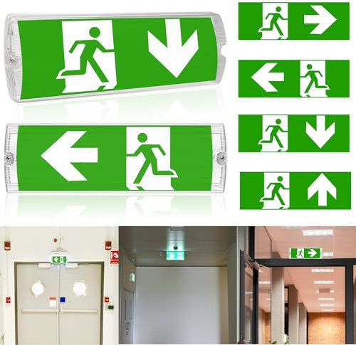 LED-Notbeleuchtung Dauerlicht LED Fluchtwegleuchte: WIYETY Notbeleuchtung mit Notstromakku 3h, Fluchtwegleuchte mit Manuell-Prüftaste, Rettungszeichenleuchte, 4 Notausgangspiktogramm bestens