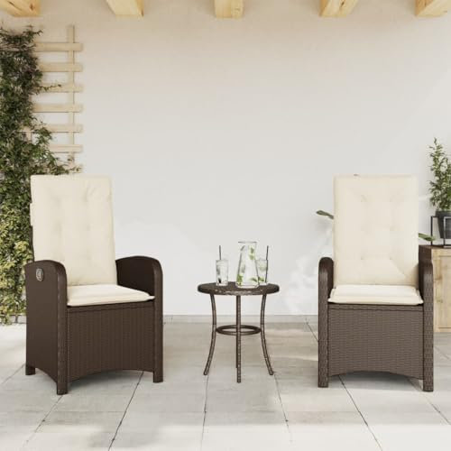Somanki Gartensessel mit Kissen 2 STK. Verstellbar Braun Poly Rattan, Gartenstühle, Gartenmöbel, Balkonstuhl, Garten Stühle, Terrassenstühle, Balkonmöbel - 365170