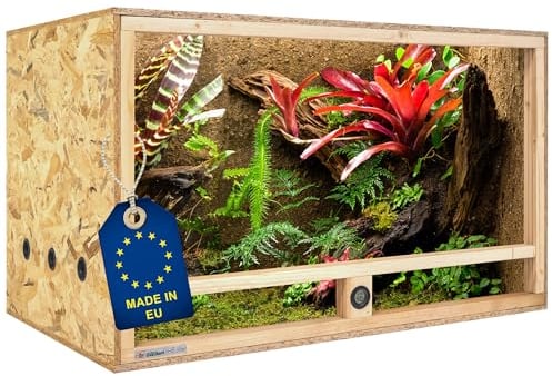 ITA Holz Terrarium 120x60x60 cm mit Seitenbelüftung & Integriertem Hygrometer - Holzterrarium aus OSB-3 Platten - Terrarien für Reptilien, Schlangen, Amphibien - EU Produkt, FSC Zertifiziert