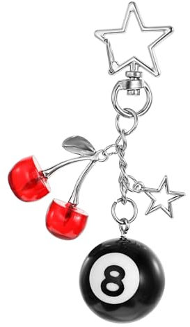 Giantree Kirsch Billardkugel Schlüsselanhänger,Glück Keychain Ball Keychain Schlüsselring Geldbörsenanhänger Kirsch Bag Charm für Taschen, Rucksäcke und Autos als Geschenk für Damen