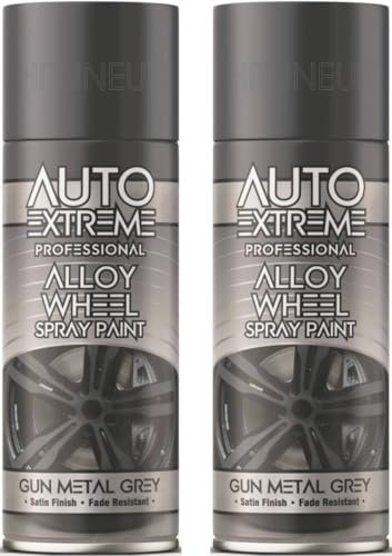 HitlineUK 2 x 400ml Alloy Wheel Grey Spray Paint | Premium Alloy Wheel Paint | Corrosion Resistant | Restore & Refurbish with Grey Alloy Spray Paint | Ideal for Alloy Wheels