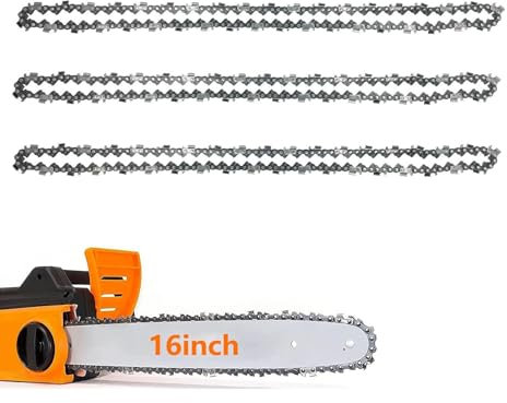 PACIOCEAN 3 Pack Chainsaw Chain for 16 Inch Bar, 59 Drive Links, 3/8 LP 0.050 Gauge, Replacement Chain fits for Titan, Black & Decker, Einhell, Ryobi, Oregon and More (91PJ057X) and Other Chainsaws