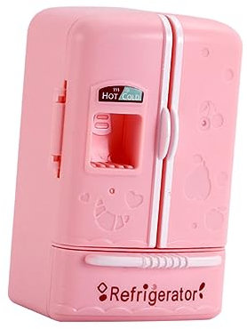 VICASKY Mini Refrigerator Toys for Boys and Girls 1:12 Miniature Simulation Pink Mini Fridges Model Dollhouse Furniture Kitchen Kids Gaming Pretend Play for for Doll House Decoration