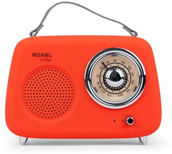 Roxel RFM01 Retro FM Radio Party speaker – Timeless Design, Superior Sound, FM Radio, MP3 Playback & Wireless BT Streaming, Perfect as a Gift (Red)