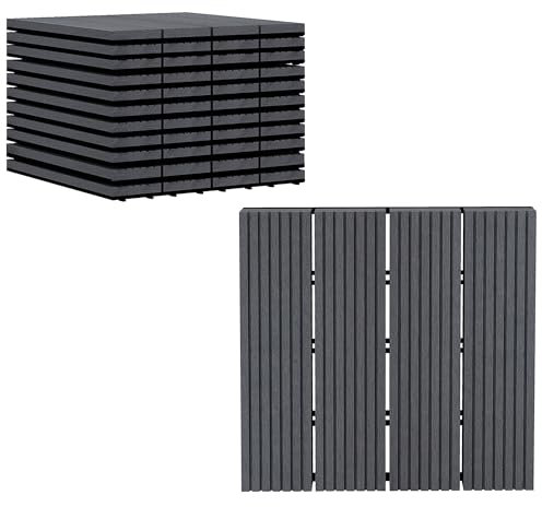 Outsunny Set de 11 Piezas Baldosas de Exterior 30x30 cm 1 m² Suelo de Jardín Exterior Antideslizantes y Resistentes al Clima de Fácil Instalación para Jardín Terraza Balcón Gris