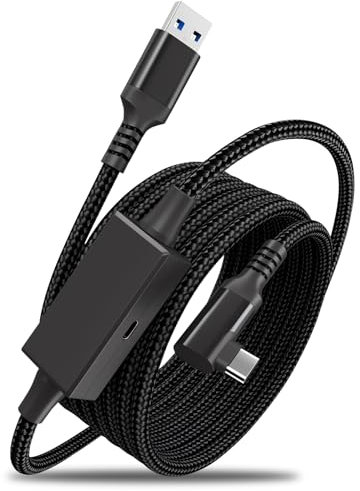 BOBOPACK 5m Link Cable con Quest 2/1/Pro/Pico1/2/3, Cable USB C a Codo Tipo C, USB 3.0 Transferencia de Datos de Alta Velocidad, Cable Link Meta Q-uest para Accesorios de Cascos VR