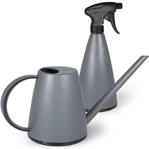 MESTO Lucky Stone Gießkanne 1L Set inkl. MINI Stone Handzerstäuber 0,79L | Sprühflasche & Giesskanne für Zimmerpflanzen & Garten | Bewässerung & Pflanzenpflege | Verstellbare Düse | Indoor & Outdoor