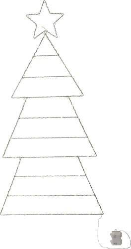 LED-Silhouette 'Folde' Tannenbaum, Silber, ca. 61x120 cm, 110 ww LED, Batterie, Timer, Outdoor