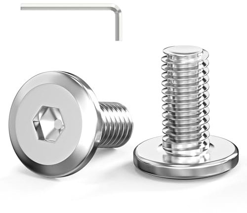 Valorada 20Pcs M4 Bolts, M4 x 30mm Flat Head Hex Socket Screws, 304 Stainless Steel Furniture Bolts, Full Thread Machine Screws with Hex Key