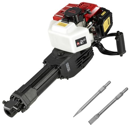 Abbruchhammer 1900W 1500s/min, 55J Stemmhammer mit Spitz und Flachmeißel, Geräuscharm 70 dB, 1,3L Tank 8h Laufzeit, Bohrhammer für Beton und Gestein