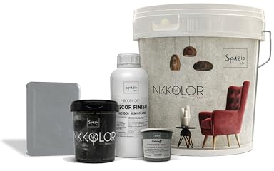Nikkolor Kit Microcemento 8 m² per Pavimenti e Pareti - SemiLucido – 09 | Copre piastrelle e fughe senza demolire con spessore finale 2-3 mm - Finitura Semi-Lucida
