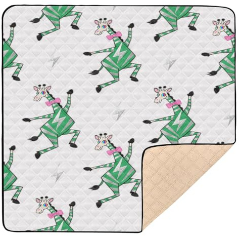 Lustiges Pferd, tanzend, weich gepolstert, für den Boden, bequeme Spielzimmer-Aktivitätsmatte für Babys, Kleinkinder, 127 x 127 cm, Weiß / Grün