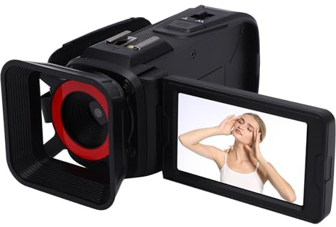 SENECESLI 4K Videokamera Camcorder 64MP Vlogging Kamera für YouTube 18x Digital Zoom 3 Bildschirm, für Reisen, Schulaufnahmen, 1/4 Zoll Gewindeloch (Black)