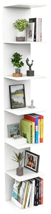 FURNITABLE Bücherregal, Standregal mit 6 Ebenen, Wandregal weiß | Regal Küchenregal, Pflanzenregal, freistehend wandmontiert, für Küche Wohnzimmer Schlafzimmer