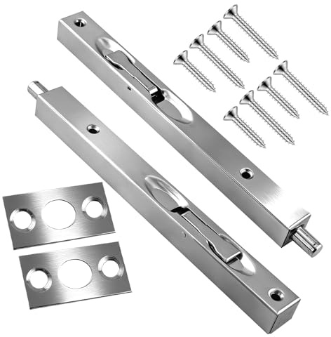 304 Edelstahl Versteckter Türriegel 2er-Set | Rostfest & Gebürstet | Für Holztüren und Verbundtüren