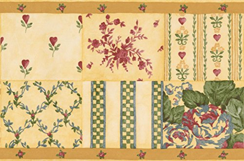 Flowers Vintage Pink Variety Floral Design Wallpaper Border for Kitchen Bathroom Living Room, Roll 15' x 7''