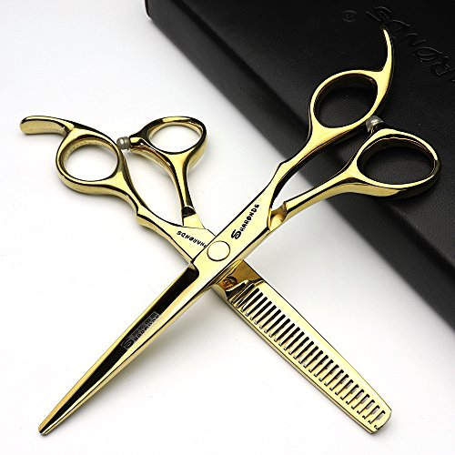 6/6.5/7 Zoll Superwert Friseur, Friseurschere, Familie Kinder Friseurschere Set flache Schere (Gold)