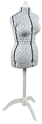 Verstellbare Schneiderpuppe Sugar Ditsy Blau Mit Holzständer 8-Teilige | Mittel (M) [Größe EUR 44 bis 48]